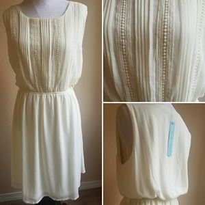 Modcloth ivory lace pintuck dress, large She + Sky